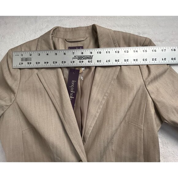 Long Tall Sally Womens Tan Herringbone Blazer Suit Jacket Size 6 Lined New $169 - Picture 5 of 7